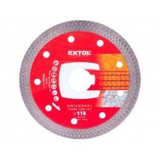 Дијамантски диск за сечење Turbo Thin Cut, 115x22,2x1.2mm, суво и мокро сечење EXTOL PREMIUM