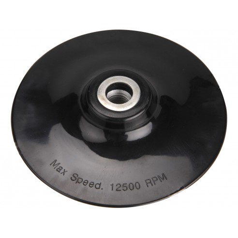 Носач на брусна хартија, гумен диск, за аголна брусилка, M14 навој, со лепенка, ∅125mm