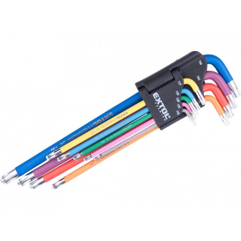 L-клучеви TORX продолжени, сет 9пар, T 10-50, со отвор S2 EXTOL PREMIUM
