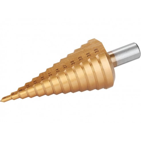 Бургија степенеста, ∅4-39mm, степен  3mm, 13 степени, носач ∅13mm, должина 107mm, EXTOL CRAFT