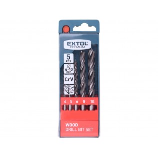 Бургии за дрво, сет 5пар., ∅4-10mm,Crv EXTOL PREMIUM