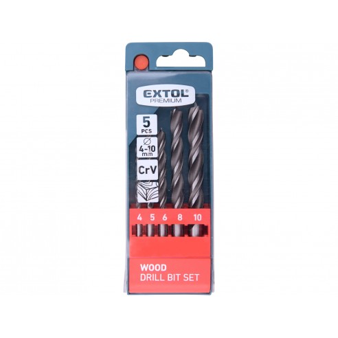 Бургии за дрво, сет 5пар., ∅4-10mm,Crv EXTOL PREMIUM
