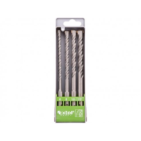 Бургии ударни за бетон, сет 4пар, ∅6-8-10-12x160mm, SK, EXTOL CRAFT