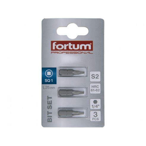 Сет битови квадрат, 3пар.SQ 1x25mm, S2, FORTUM-KITO