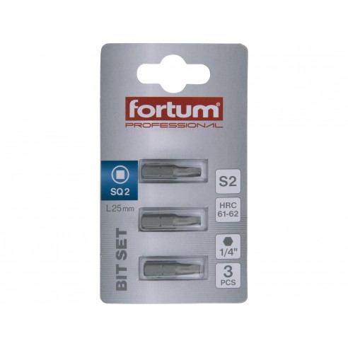 Сет битови квадрат, 3пар.SQ 2x25mm, S2, FORTUM-KITO