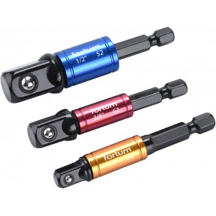 Адаптери за дупчалка, 1/4"-3/8"-1/2", 3пар. S2, FORTUM