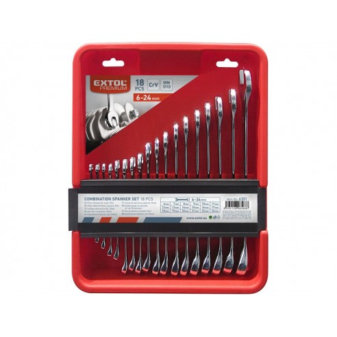 Сет рачни клучеви комбинирани 18пар. CrV,  EXTOL PREMIUM