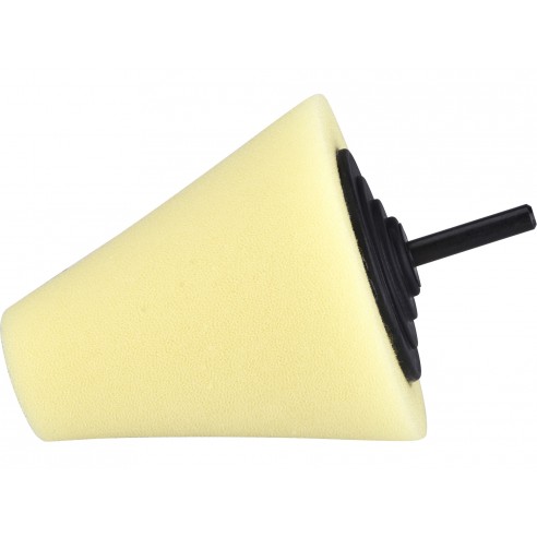 Конусен сунѓер за полирање, T80, жолт, конус ⌀80mm, оска 6mm 