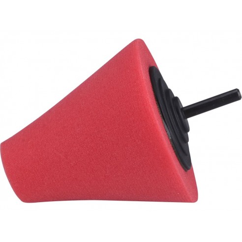 Конусен сунѓер за полирање, T10, црвен, ⌀80mm, оска 6mm