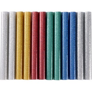 Лепак за пиштол за пластика, 11x100mm колор микс-светкави, 12пар