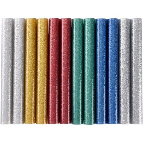 Лепак за пиштол за пластика, 11x100mm колор микс-светкави, 12пар