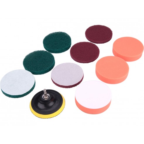 Комплет за чистење / полирање за штрафилица 10 парчиња, со дијаметар 100мм, 3х3 видови
