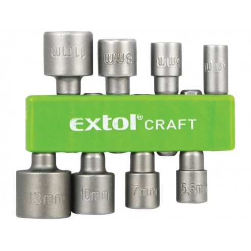 Приклучоци за дупчалка, сет 8пар, 5-5,5-6-7-8-10-11-13mm, прифат 1/4" шестоаголен, EXTOL CRAFT