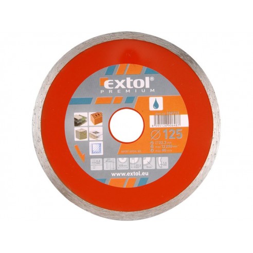 Дијамантски диск за сечење, полн , 125x22,2mm, мокро сечење, EXTOL PREMIUM