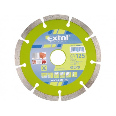 Дијамантски диск за сечење, сегментен, 125x22,2mm, суво сечење EXTOL CRAFT