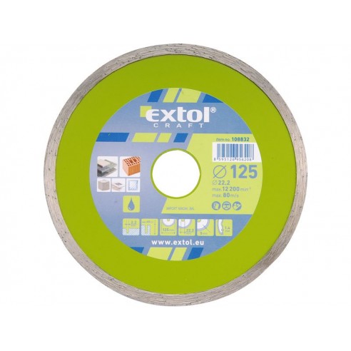Дијамантски диск за сечење, полн , 125x22,2mm, мокро сечење, EXTOL CRAFT