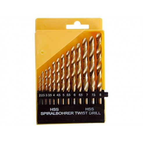 Бургии за метал, сет 13пар, ∅2-8mm, на 0,5mm, HSS TiN, EXTOL CRAFT