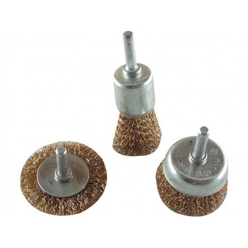 Четки челични, сет 3пар, носач 6mm, EXTOL CRAFT