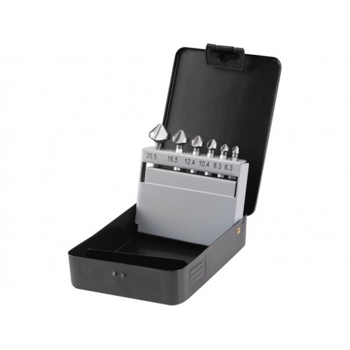 Бургии за отворање дупки во метал. дрво и пластика, под агол од  90°, сет 6 парчиња, ∅6,3-8,3-10,4-12,4-16,5-20,5mm, глава со 3 ножиња, 1/4“ хексагонален прифат, EXTOL CRAFT