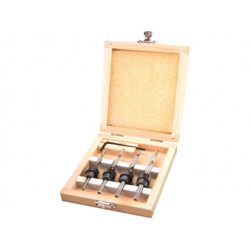 Бургија за дрво фрезова, сет 4пар, ∅3-4-5-6mm, должина 76-94mm, во дрвена кутија