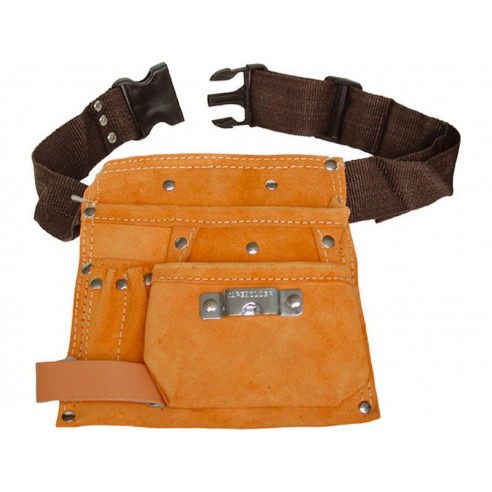 Појас за алати, кожен сo ремен, 4 џеба, EXTOL CRAFT