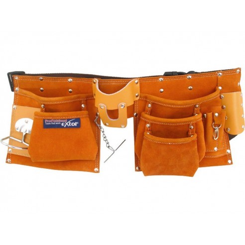 Појас за алати, кожен so ремен, 9 џеба,  EXTOL PREMIUM