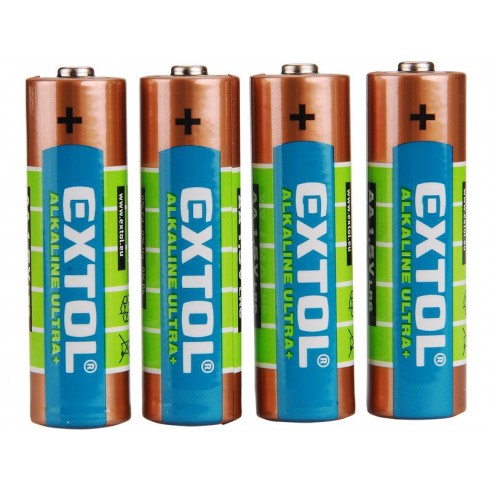 Батерии алкални EXTOL, 4пар, 1,5V AA (LR6)