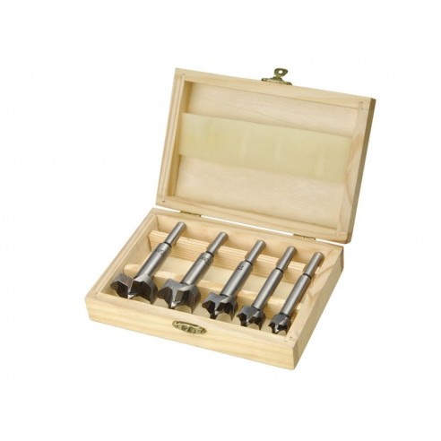 Фреза за кружен отвор, за дрво, сет 5пар, ∅15-20-25-30-35mm, носач 8mm, во дрвена кутија, EXTOL CRAFT