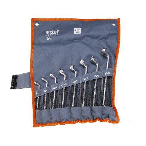 Клучеви окасти, сет 8пар, 6x7, 8x9, 10x11, 12x13, 14x15, 16x17, 18x19, 20x22mm, EXTOL PREMIUM