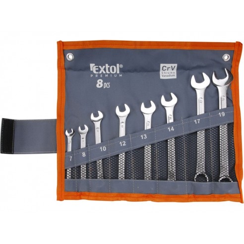 Клучеви вилушкасти/окасти сет 8пар,  7-8-10-12-13-14-17-19mm, EXTOL PREMIUM