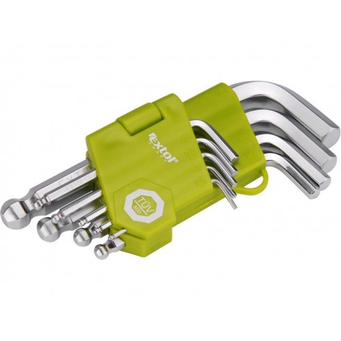 L-клучеви imbus кратки,сет 9пар, 1,5-2-2,5-3-4-5-6-8-10mm, со топчест завршеток, EXTOL CRAFT