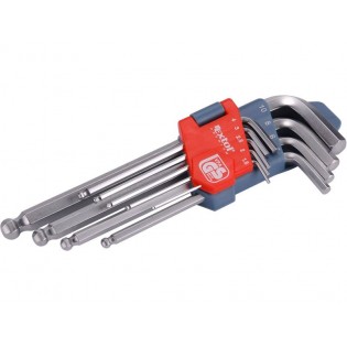 L-клучеви imbus, сет 9пар, 1,5-2-2,5-3-4-5-6-8-10mm, со топчест завршеток, EXTOL PREMIUM L-клучеви imbus, сет 9пар, 1,5-2-2,5-3-4-5-6-8-10mm, со топчест завршеток, EXTOL PREMIUM