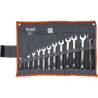 Клучеви вилушкасти/окасти сет 13пар, 6-7-8-10-12-13-14-16-17-18-19-21-22mm, полирани, EXTOL PREMIUM Клучеви вилушкасти/окасти сет 13пар, 6-7-8-10-12-13-14-16-17-18-19-21-22mm, полирани, EXTOL PREMIUM