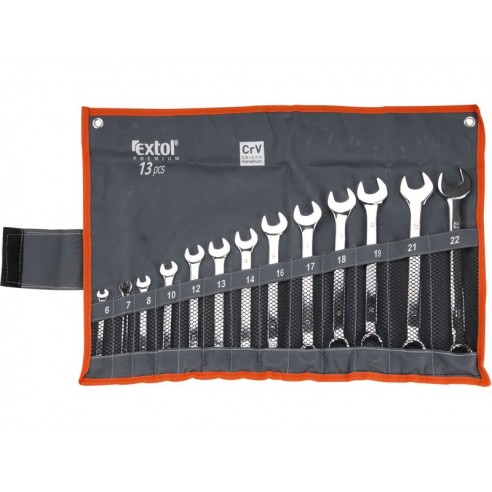 Клучеви вилушкасти/окасти сет 13пар, 6-7-8-10-12-13-14-16-17-18-19-21-22mm, полирани, EXTOL PREMIUM