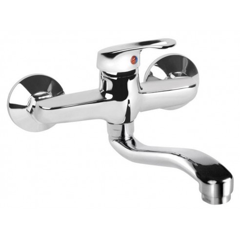 Батерија за мијалник/садопер, ѕидна, 150mm, закривена цевка 20cm, 35mm, chrom, VITTORIA