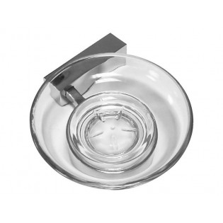 Држач за сапун, стаклен 120x117x36mm, месинг пониклован, SONATA