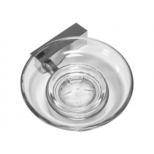 Држач за сапун, стаклен 120x117x36mm, месинг пониклован, SONATA