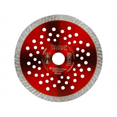 Дијамантски диск за сечење Turbo Fast Cut, 115x22,2mm, суво и мокро сечење, EXTOL INDUSTRIAL