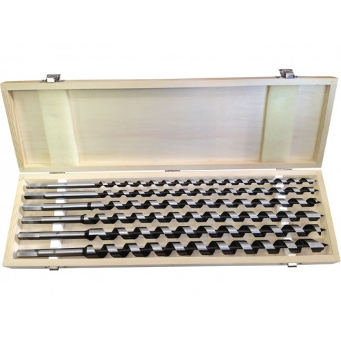 Спирални бургии за дрво, сет 6пар, ∅10-12-14-16-18-20x460mm, шестостран прифат, во дрвена кутија, EXTOL PREMIUM