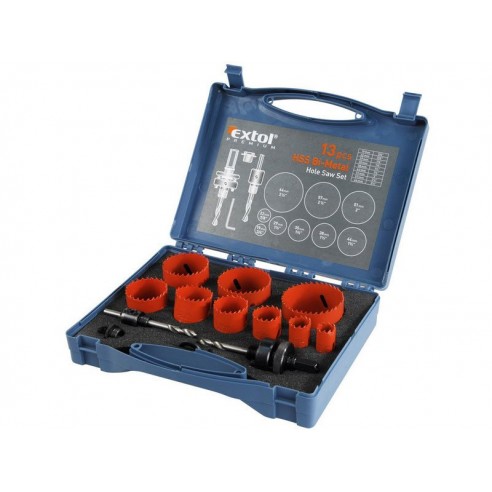 Сет кружни пили, универзални, 13пар, ∅19-64mm, , HSS/Bi-metal, EXTOL PREMIUM