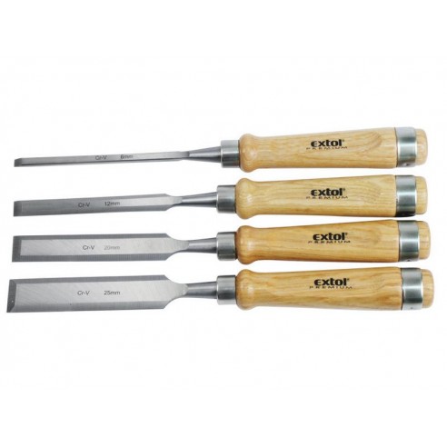 Длета со букова дршка сет 4пар, 6-12-20-25mm, зајакнати до HRC 58-63, EXTOL PREMIUM