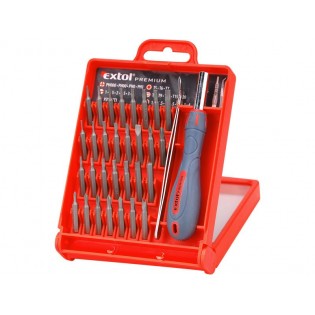 Одвртувач за часовници со битови, сет 32пар, магнетен продолжеток 115mm, пинцета, CrV, EXTOL PREMIUM