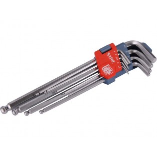 L-клучеви imbus продолжени, сет 9пар, 1,5-2-2,5-3-4-5-6-8-10mm, со топчест завршеток, EXTOL PREMIUM L-клучеви imbus продолжени, сет 9пар, 1,5-2-2,5-3-4-5-6-8-10mm, со топчест завршеток, EXTOL PREMIUM