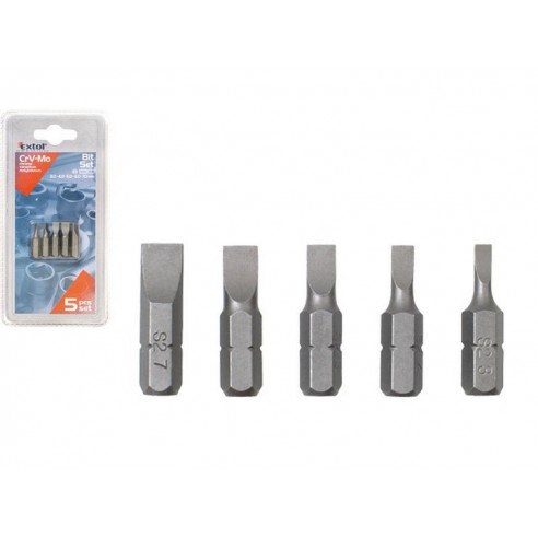 Бит, плоснат, сет 5пар, CrMoV, EXTOL PREMIUM