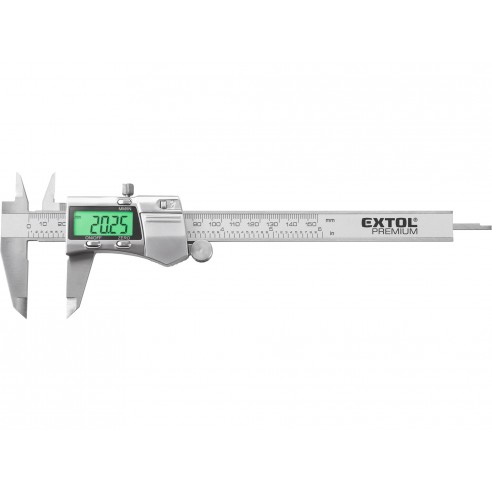 Дигитален шублер, челик, 0-150mm  со светлечки екран, EXTOL PREMIUM