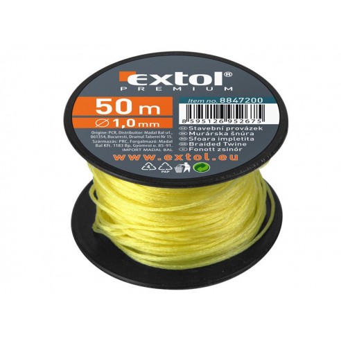 Пластичен конец  за градежништво, 1,7mm, 50m, жолта, EXTOL PREMIUM