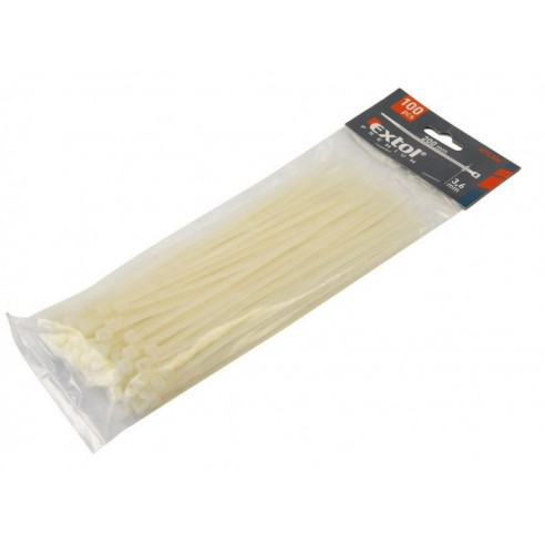 Стеги пластични, бели 100x2,5mm, 100пар, EXTOL PREMIUM