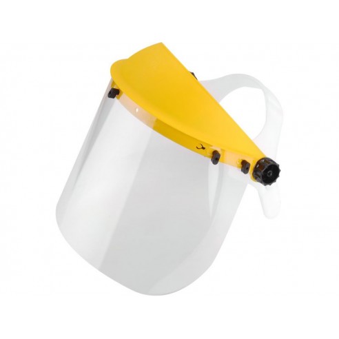 Штит за цело лице со држач за слушалки, проѕирни поликарбонатни