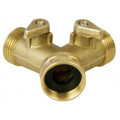 Разделник за црева со вентил, 3/4", месинг, EXTOL PREMIUM