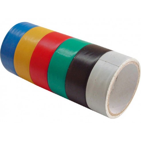 Изолир лента PVC, сет 6пар, 19mm x 18m (3m x 6пар), дебелина 0,13mm, 6 бои, EXTOL CRAFT